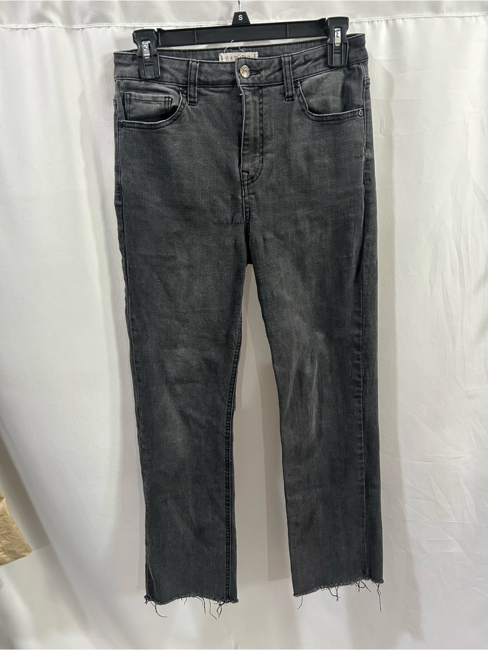 Women's Black/Dark Gray Cropped Raw-Hem Jeans EUC